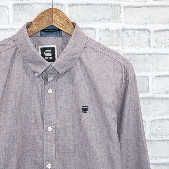 G STAR RAW Correct Men's Button up Shirt in Heather Purple size 2XL - Picture 1 of 6